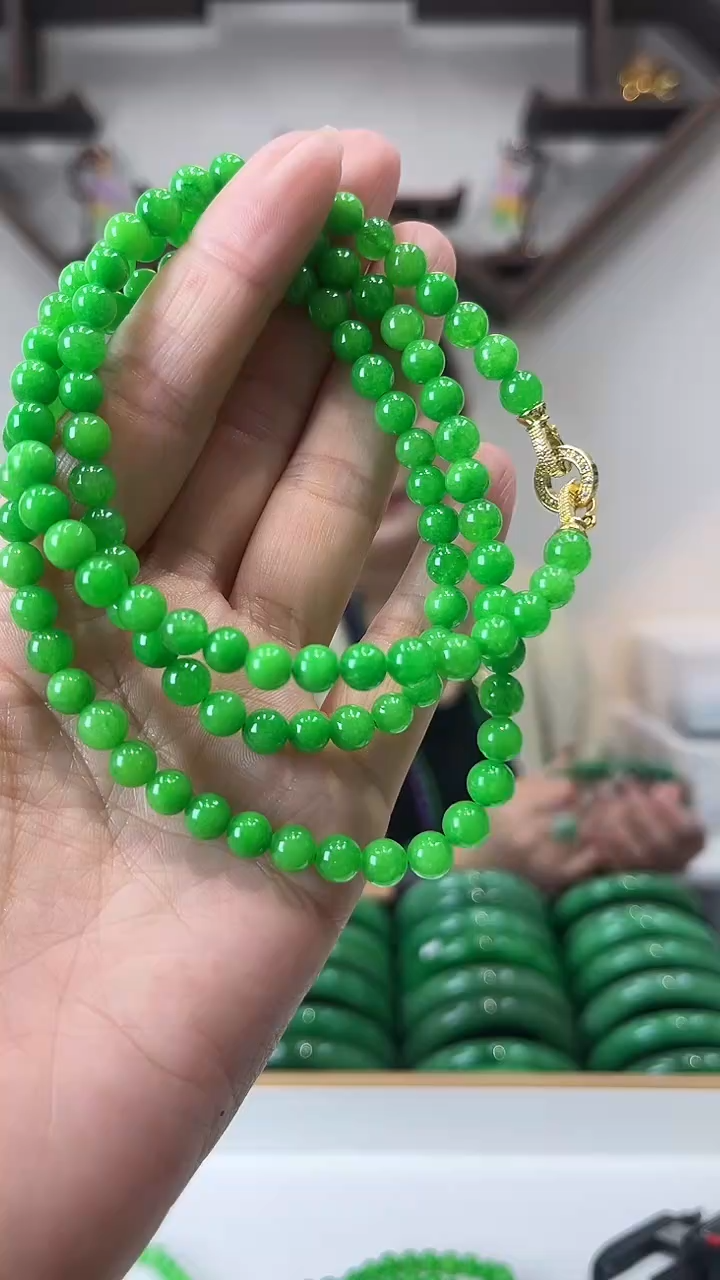 【闪购商品】翡翠颈饰未镶嵌闪14 108颗项链