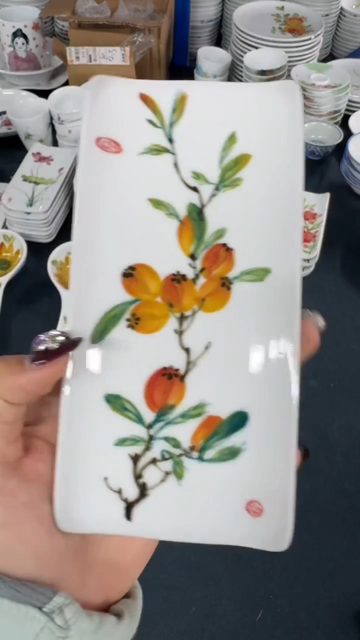 瓷片景德镇陶瓷食品级手绘釉中彩-茶则