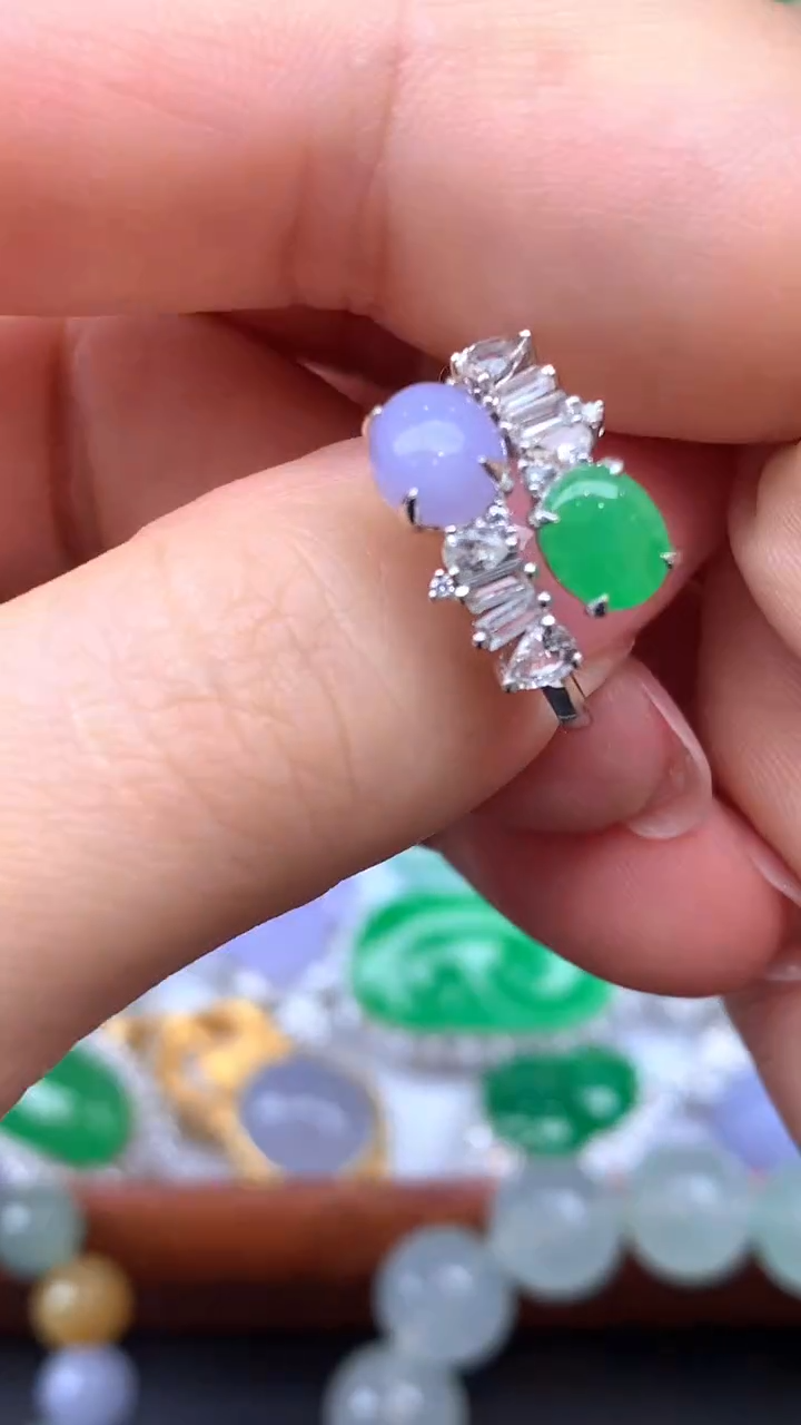 【闪购商品】翡翠戒指18K金镶嵌365-天然翡翠