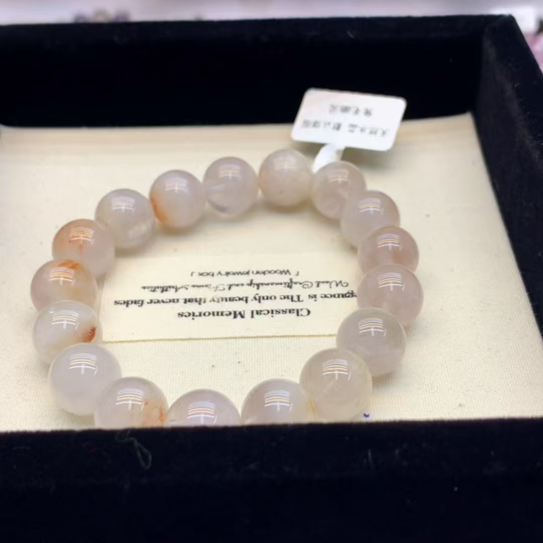 兔毛幽灵12mm+ 天然水晶素链DIY手工珠串多样性发其一