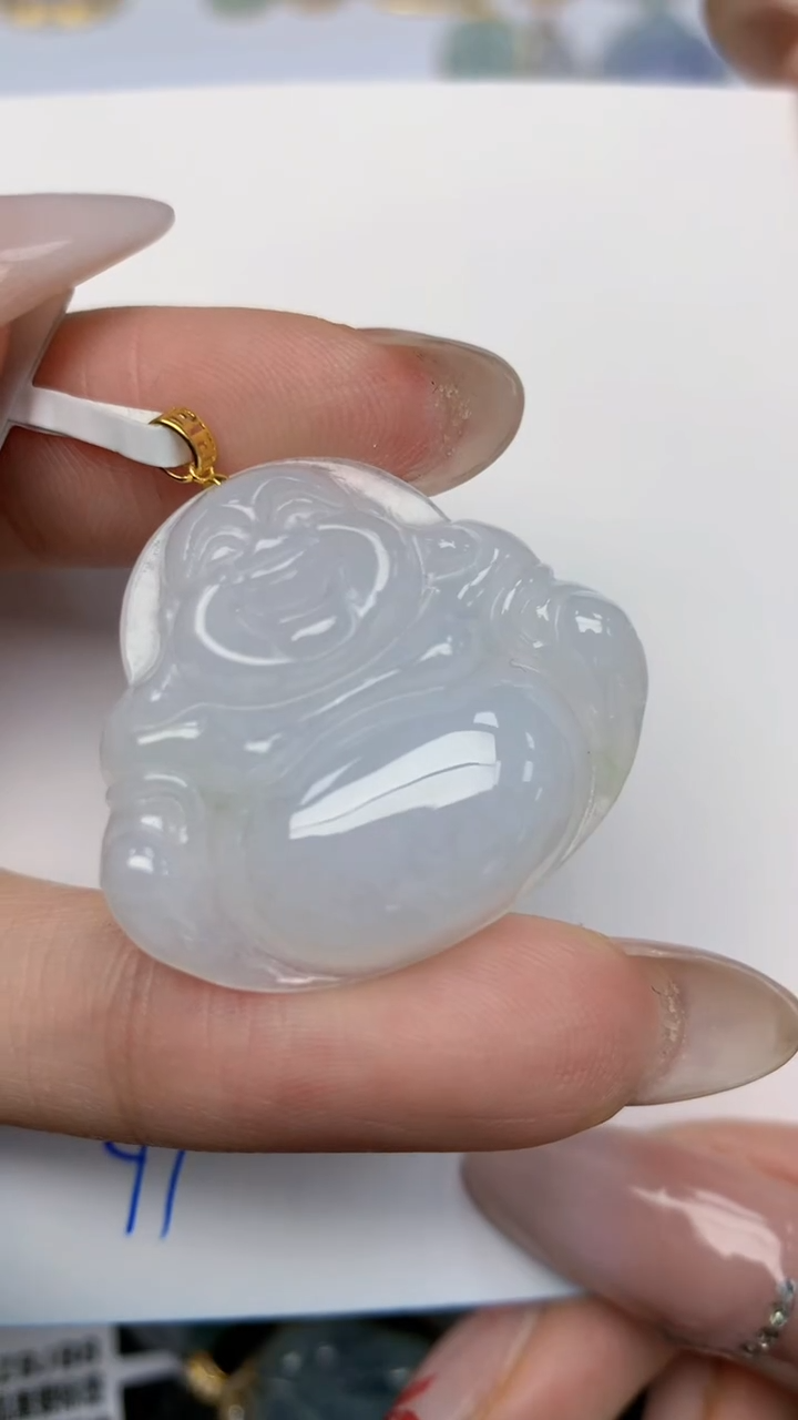 【闪购商品】翡翠颈饰18K金镶嵌天然翡翠A货，