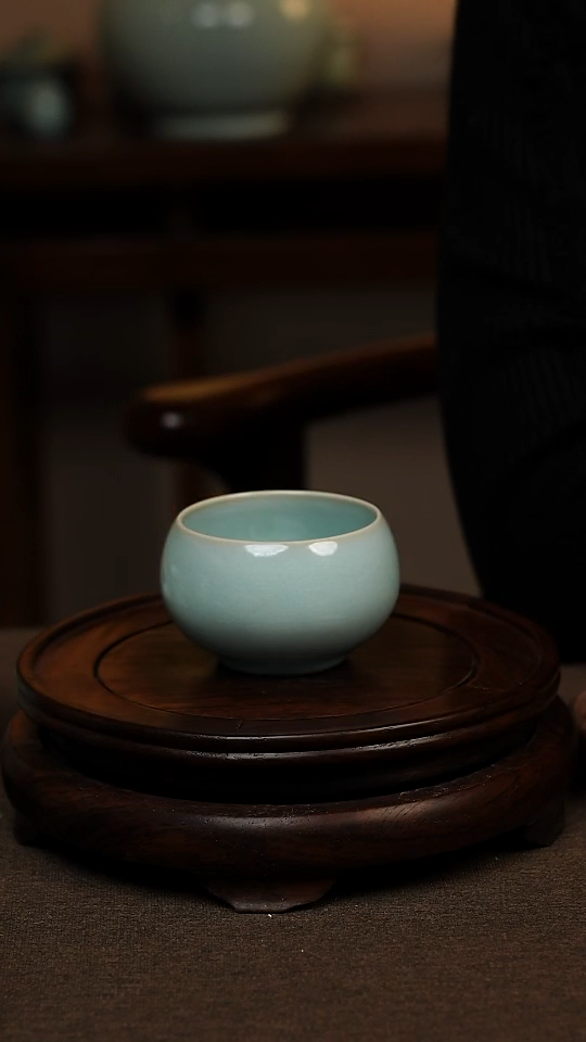 瓷片天青色禅定杯100ml微瑕不带礼盒