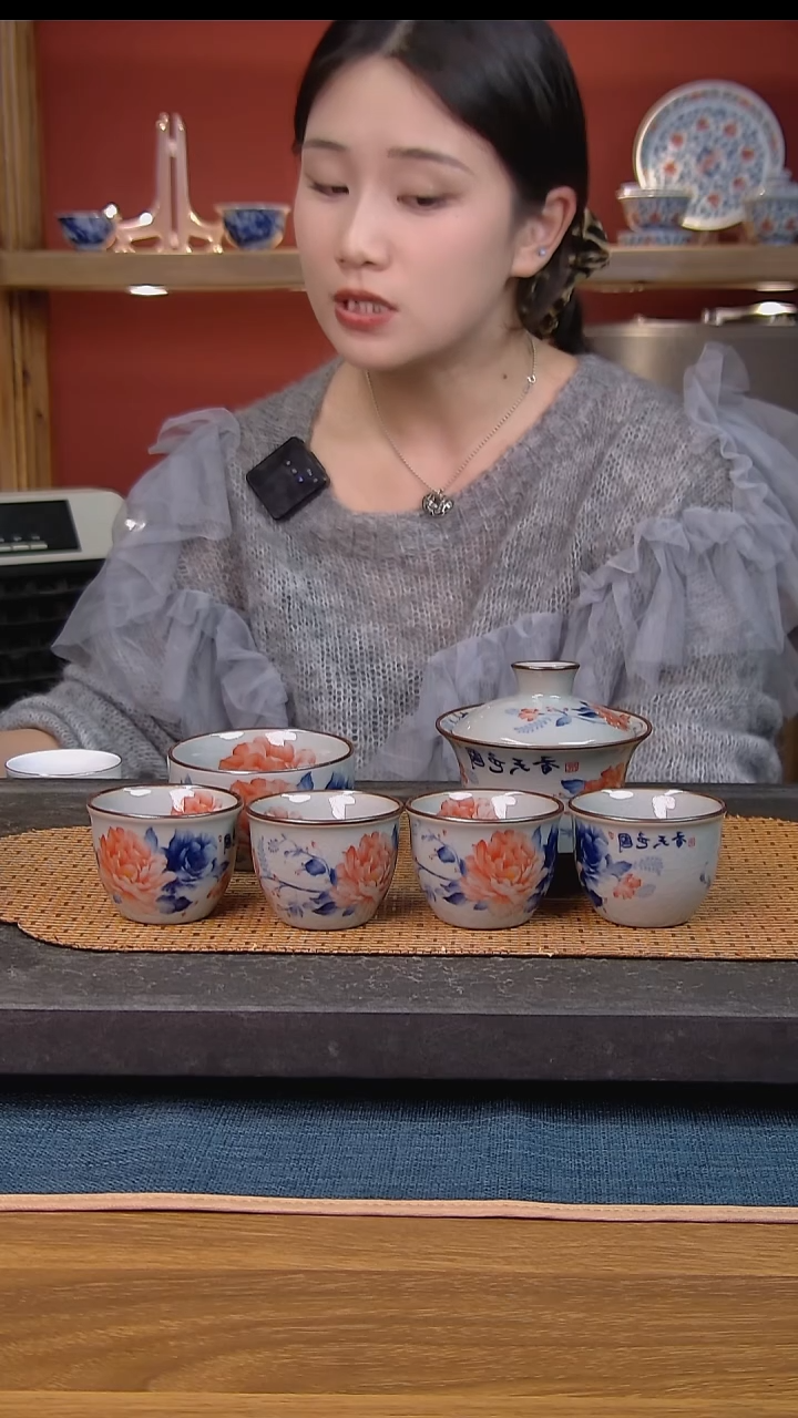 向****看简装家用款5件套 老陶泥开片纹陶瓷茶具