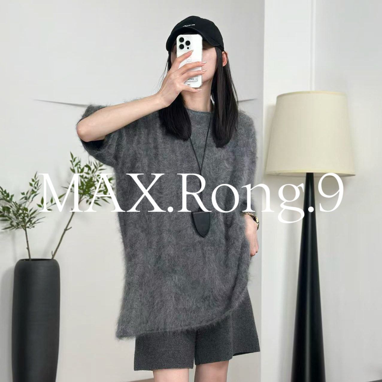 MAX.Rong.9【拉绒】拉绒慵懒圆领T恤 宽松百搭羊绒衫 235C 