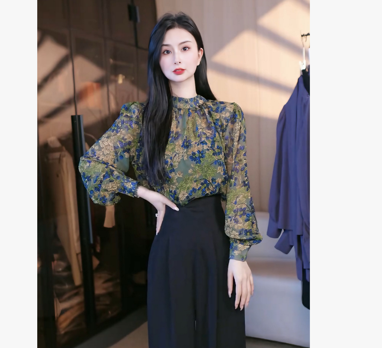 刘欣服饰 2025新款秋装网红长袖气质复古气质时尚上衣5168