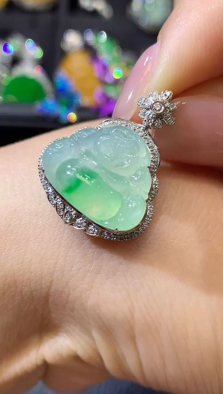 【闪购商品】翡翠吊坠(不含链)18K金镶嵌D30