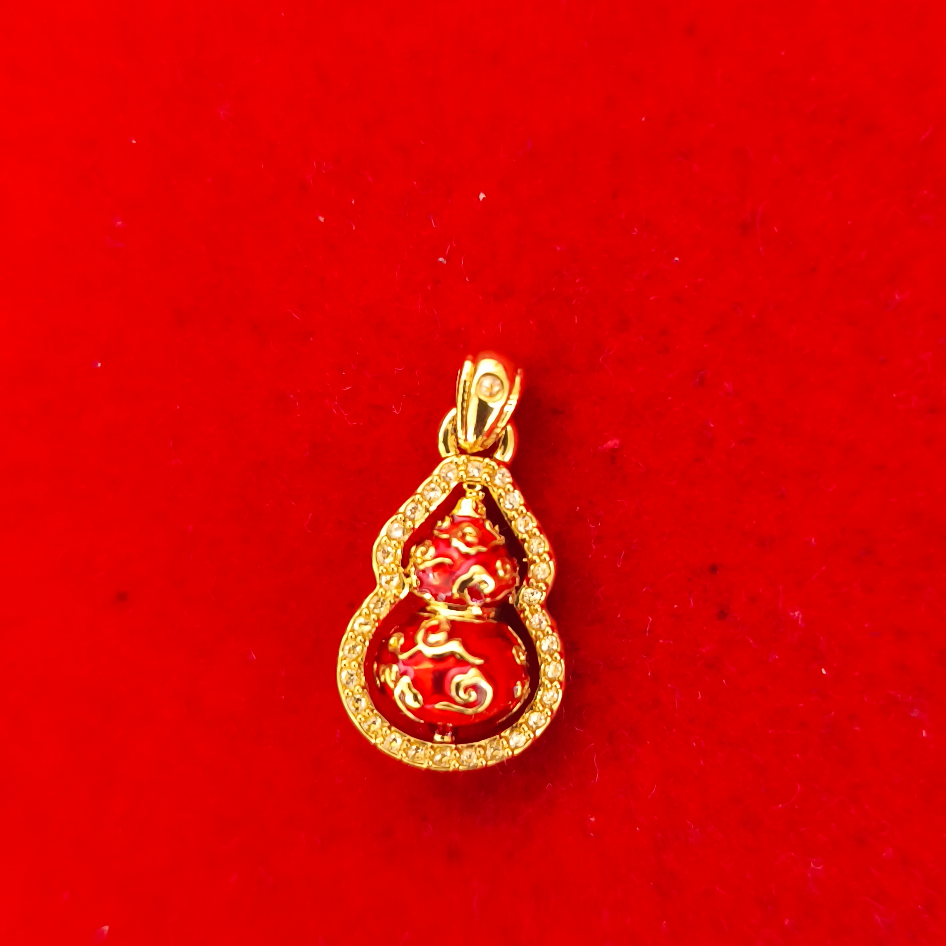 【质检发货】XM18K金祥云珐琅葫芦吊坠 卡约11*7*20mm