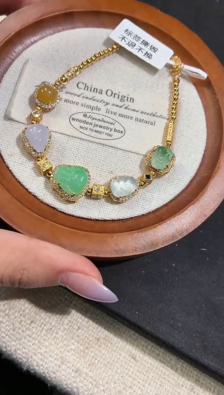 吊坠(不含链)银S925镶嵌翡翠手链