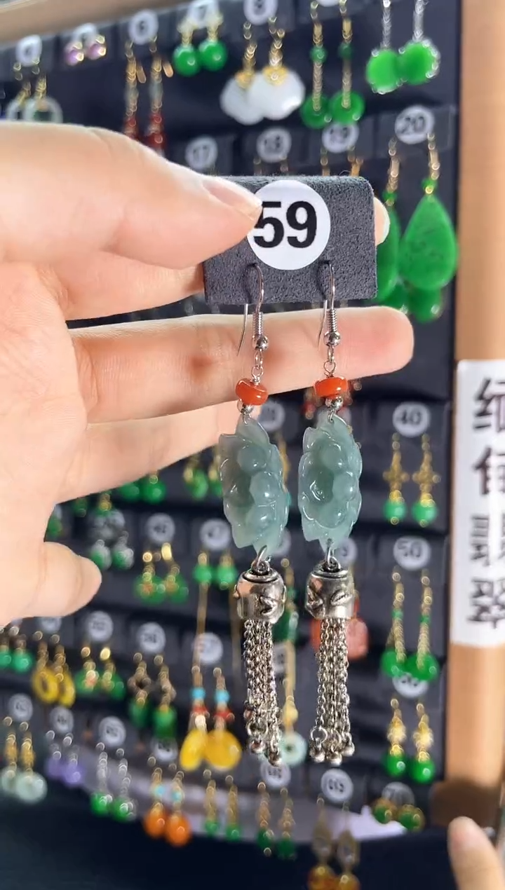 【闪购商品】翡翠耳饰银S925镶嵌59