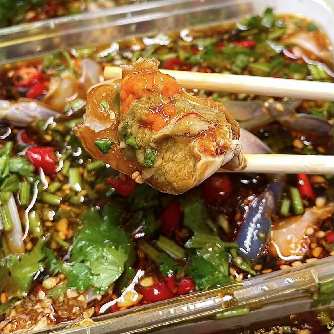 特色小海鲜生腌蟹块2桶共1100g蟹肉鲜嫩可口 入口即化 开盖即食