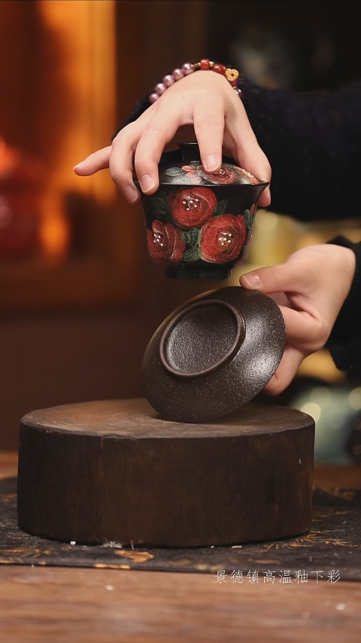 陶瓷景德镇高温釉下手绘陶瓷@L271@