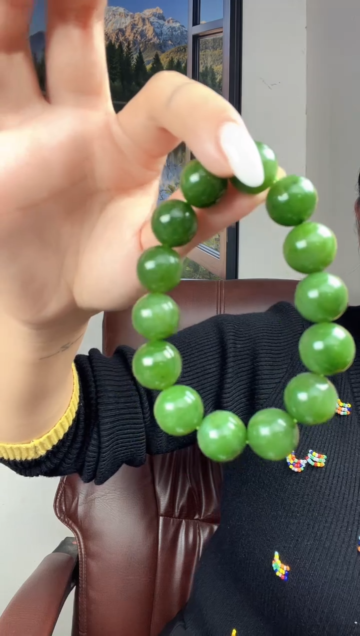 未镶嵌手链和田玉碧玉圆珠手串