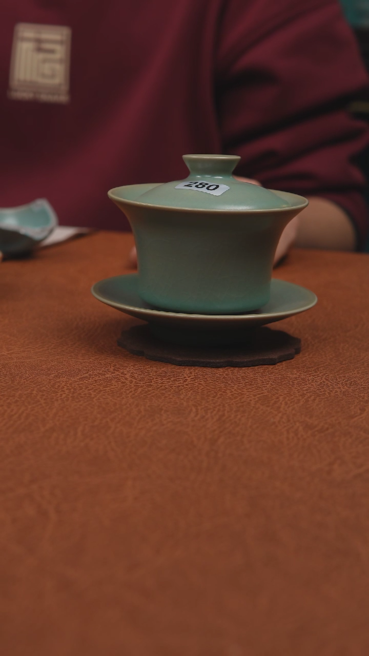 【闪购商品】杯原产地仿古柴烧支钉三才马蹄盖碗280号