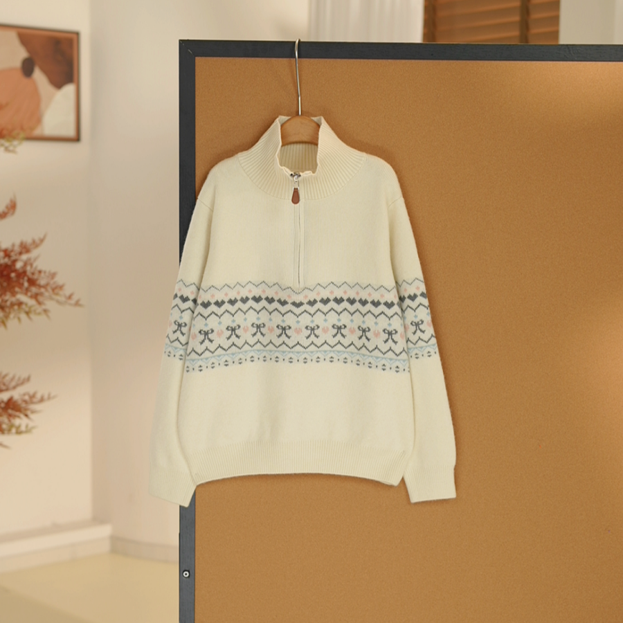 秋冬季新款女大童复古圆领毛衣软糯舒适百搭宽松套头针织衫-SW495