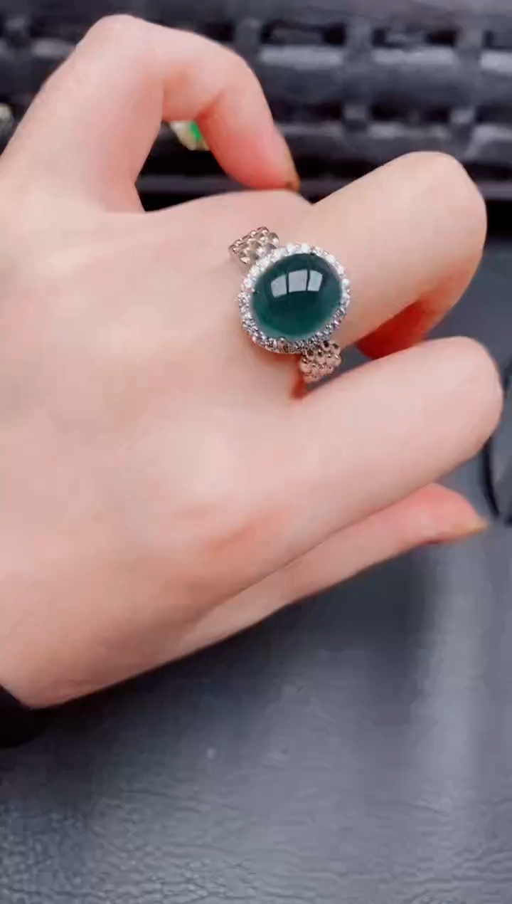 【闪购商品】翡翠戒指银S925镶嵌天然a货翡翠281