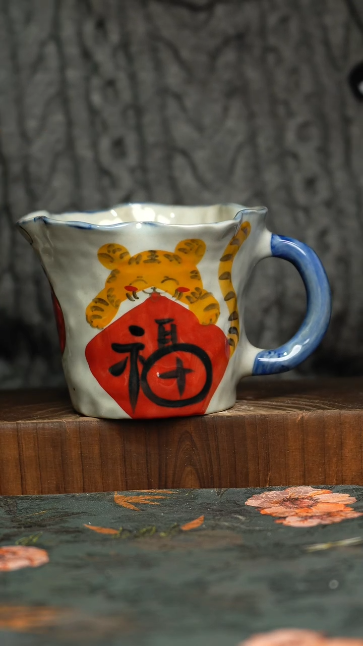 杯釉下彩手工手绘同款陶器