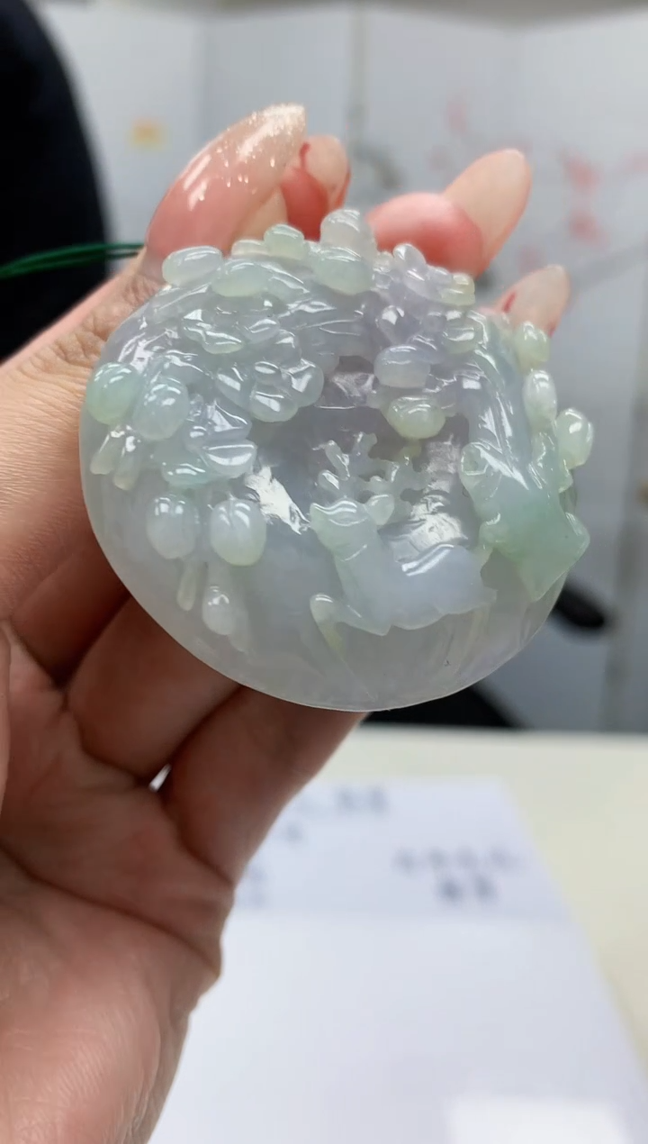 【闪购商品】定制翡翠未镶嵌5152MM-毛货挂件125