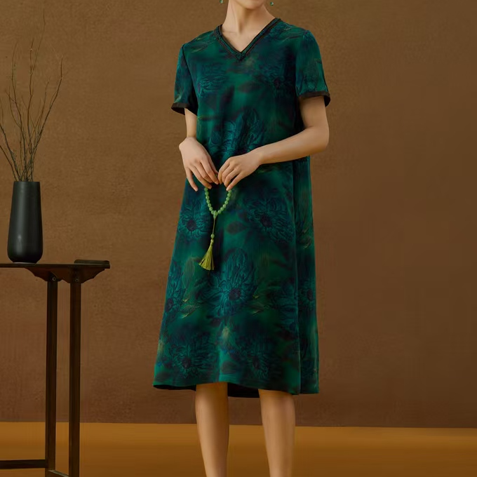 CHEN HENG 四经绞罗全罗桑蚕丝香云纱连衣裙