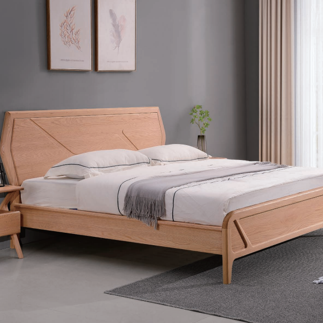 FC905实木床客房床双人床大床麦色