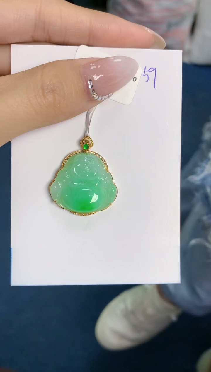 【闪购商品】翡翠颈饰18K金镶嵌 天然翡翠A货