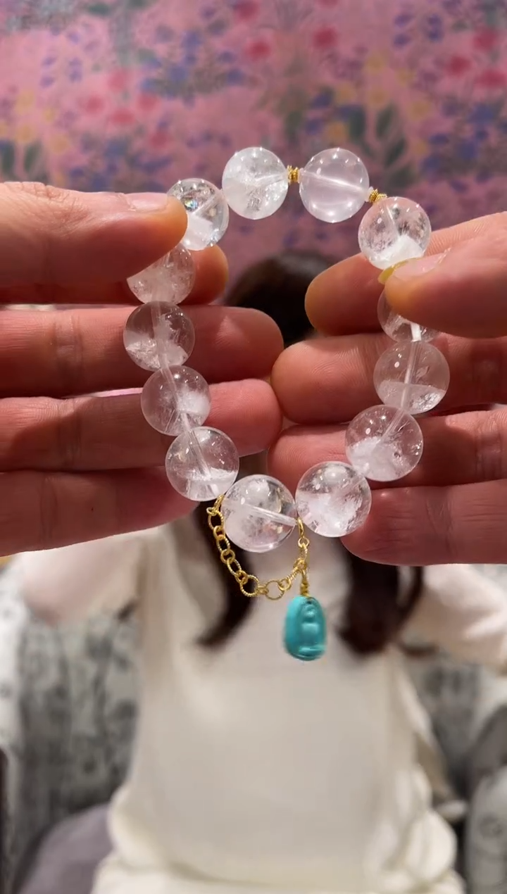 【闪购商品】水晶手串18K金镶嵌白幽灵手串