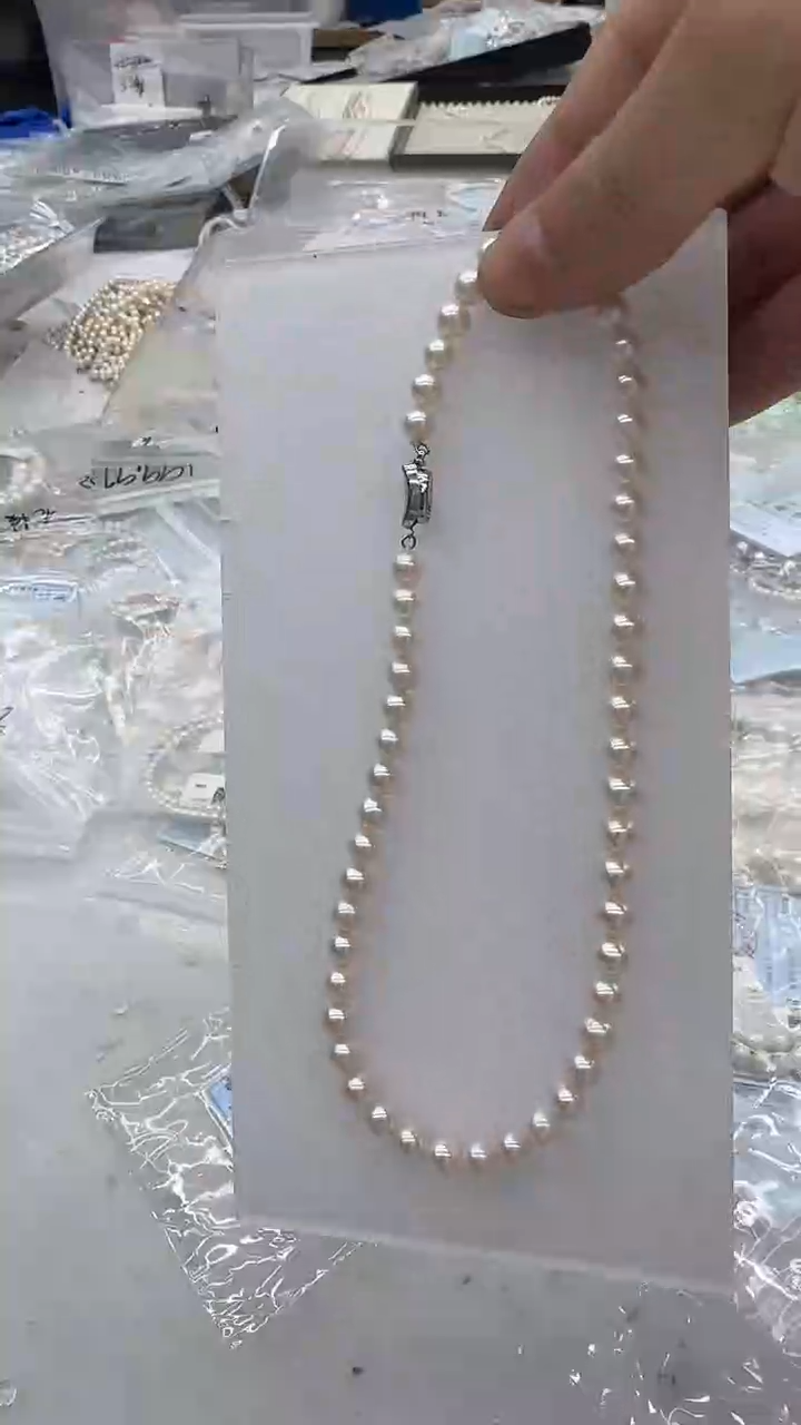 项链银S925镶嵌淡水珍珠7-8mm 高货