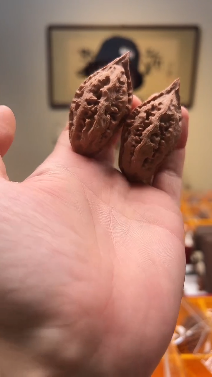 把件文玩核桃30mm左右 红缨枪1对  3号