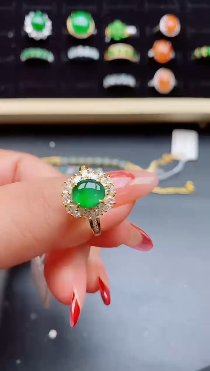 【闪购商品】翡翠戒指银S925镶嵌21321