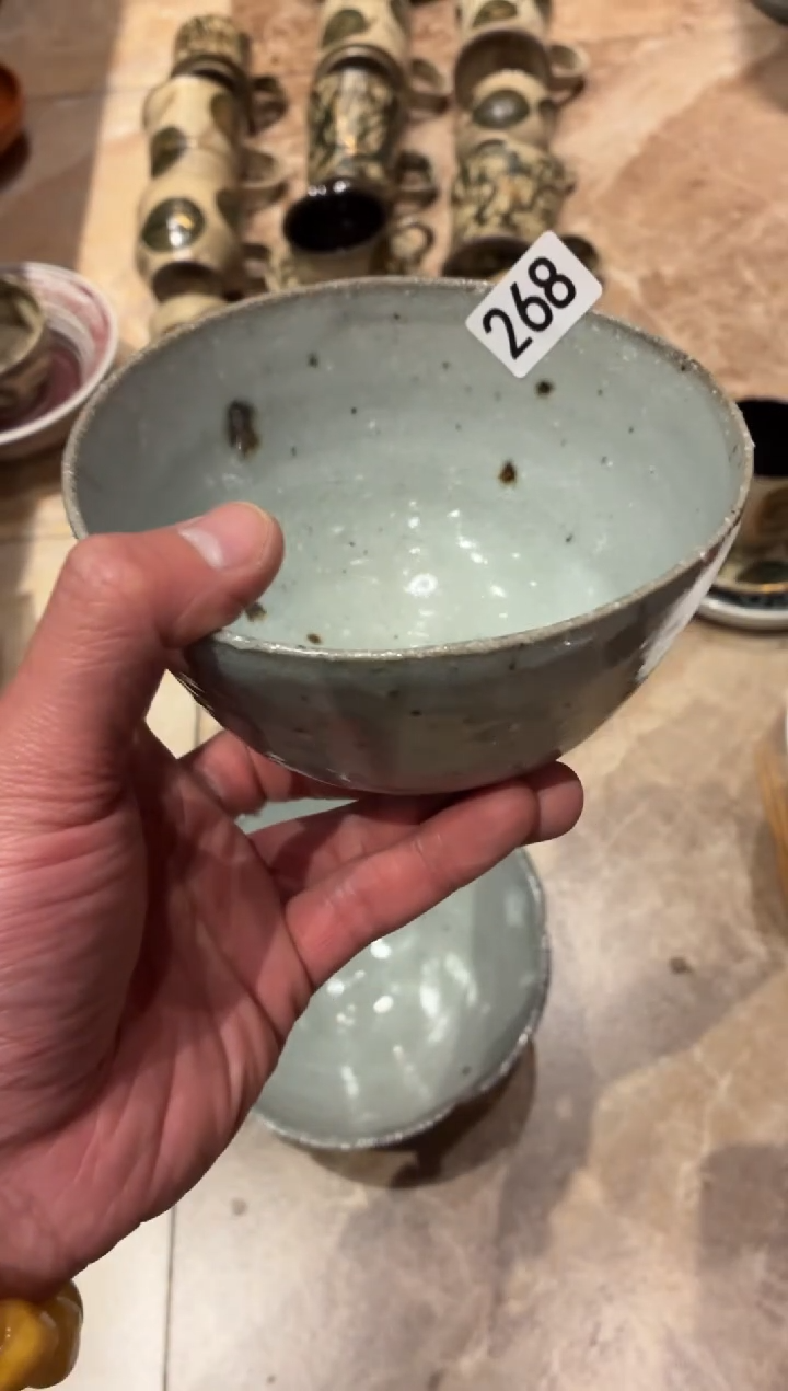 瓷片三**竪268微瑕粗陶灰色饭碗1个