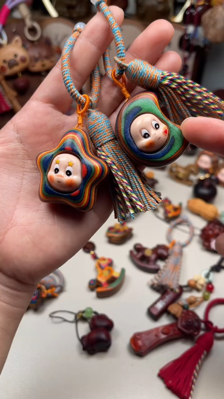 檀香木彩虹星星月亮包挂（两个组合）