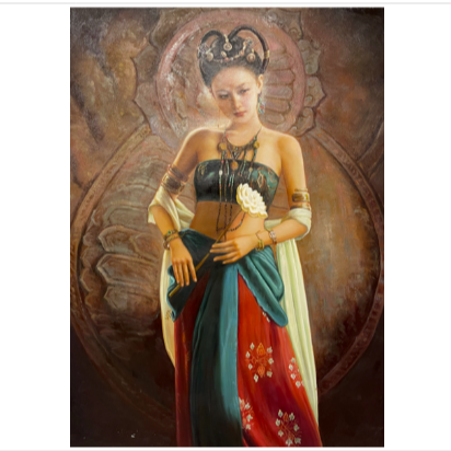 【宫彩手绘描金】《壁影仙姿》——胡墨-手绘国画