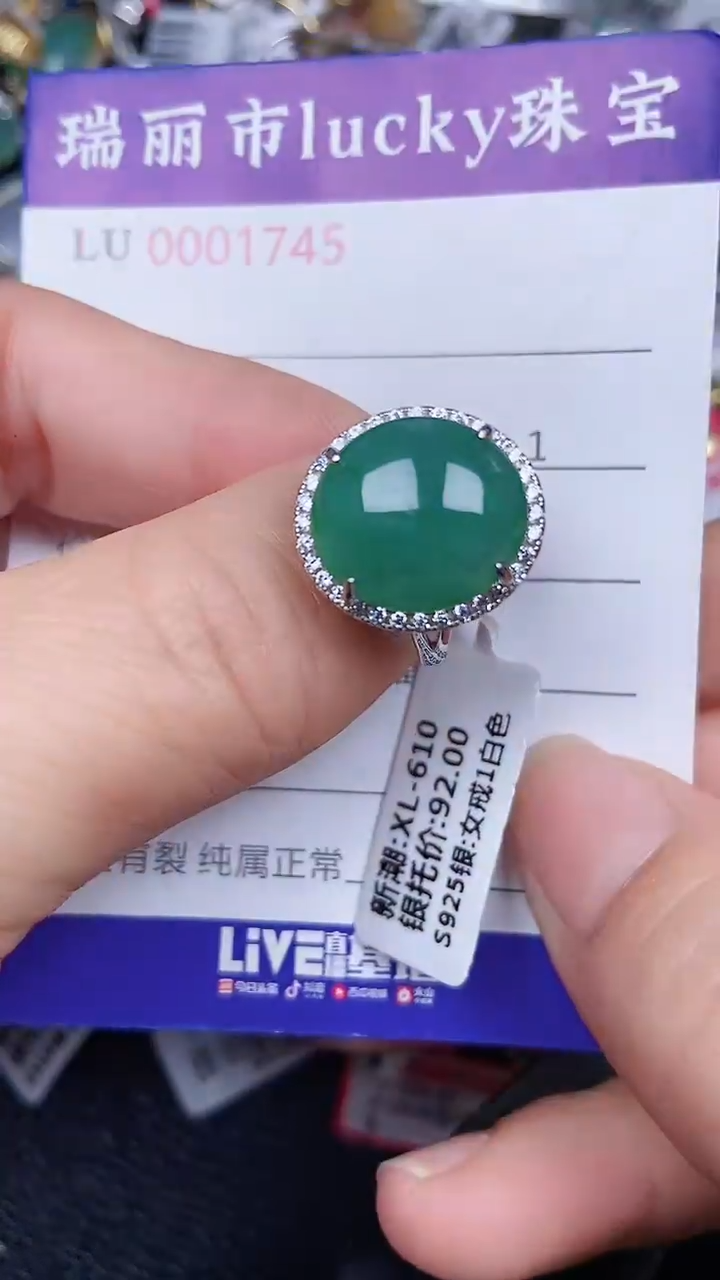 颈饰银S925镶嵌翡翠1745