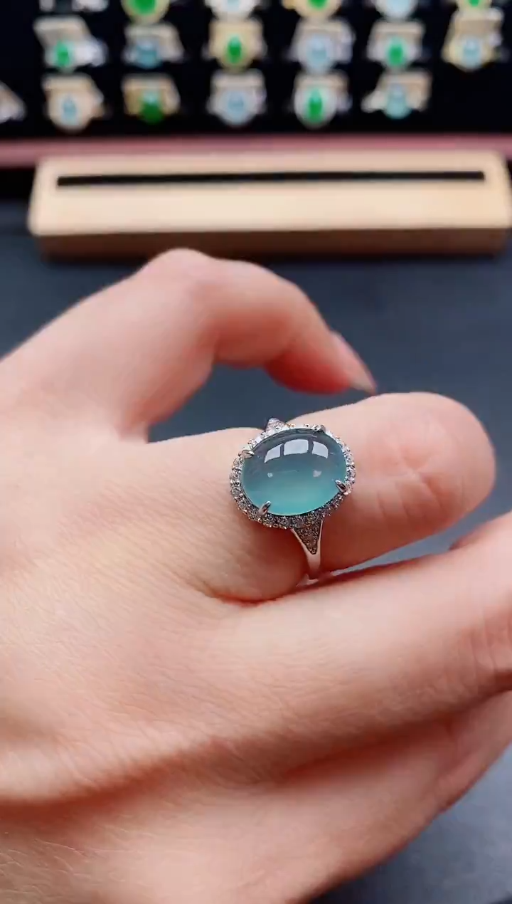 银S925镶嵌戒指翡翠1