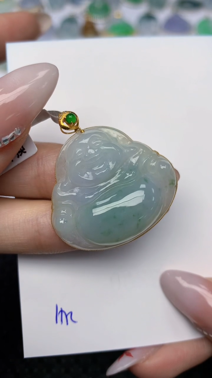【闪购商品】翡翠颈饰18K金镶嵌天然翡翠a货
