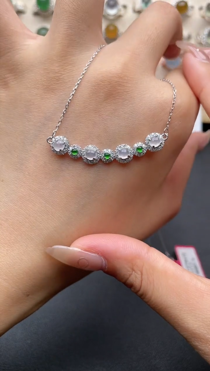 【闪购商品】翡翠颈饰银S925镶嵌一物一证一礼盒