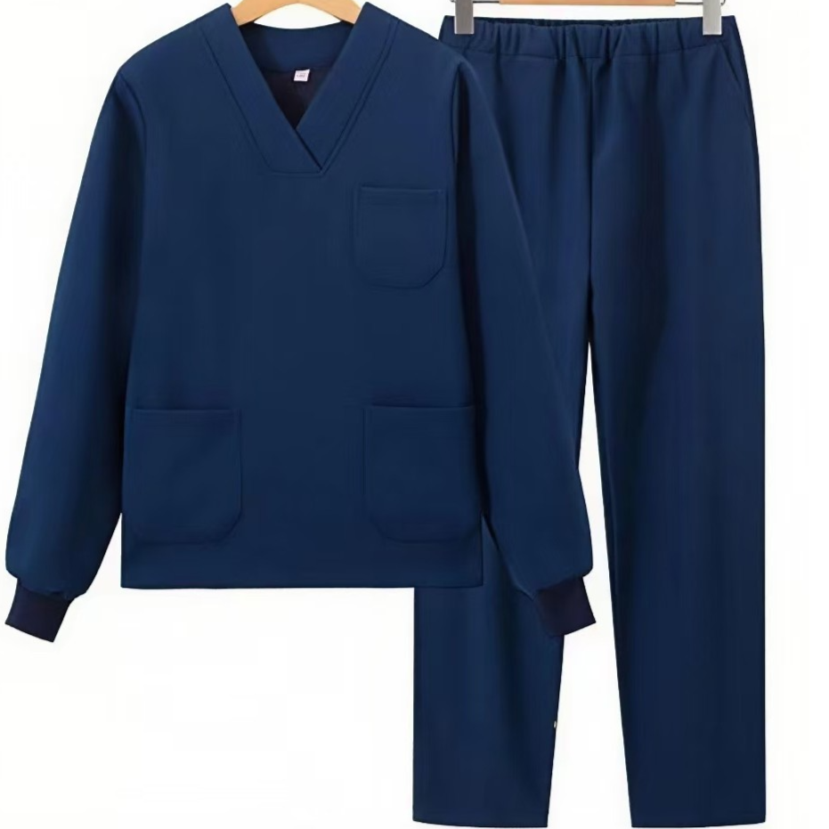 女士弹力速干手术衣藏蓝色休闲长袖舒适护士服女款2025新款爆款