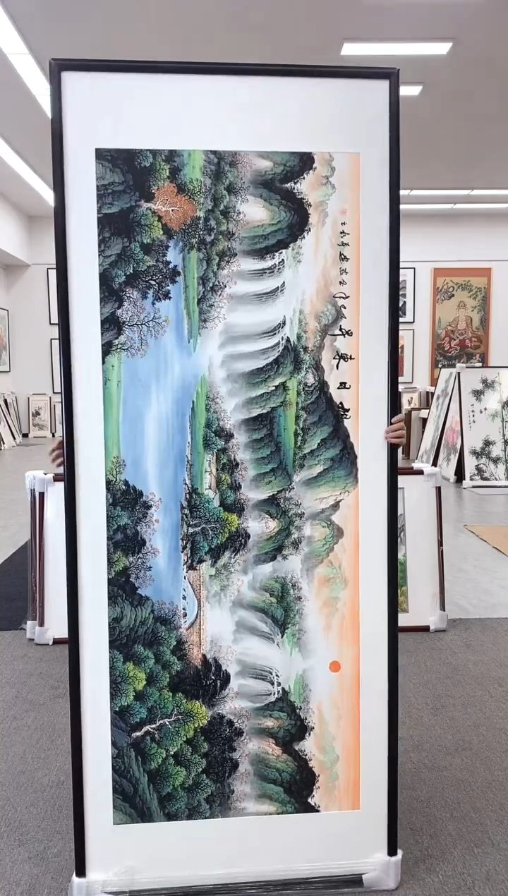 国画手绘219*88旭日东升