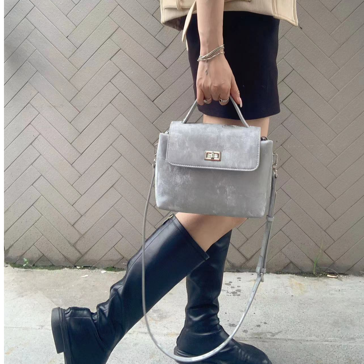 【尚恩CC】SLBL-52558-银灰-轻奢百搭手提腋下新款斜跨女包