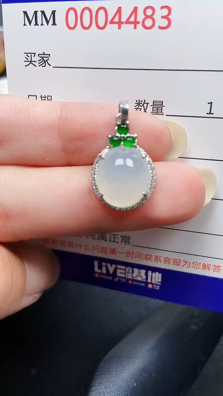 颈饰银S925镶嵌翡翠4483