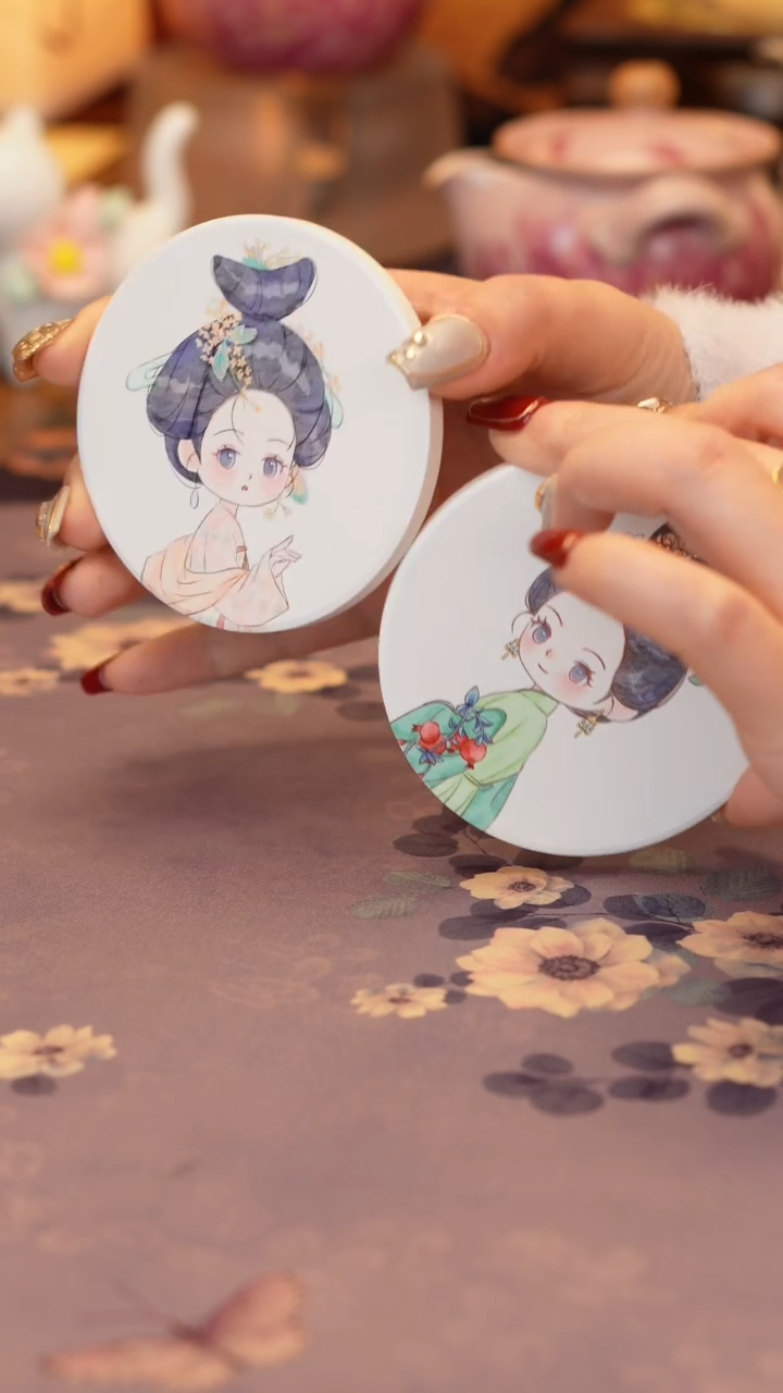 【闪购商品】古风美女杯垫一对····