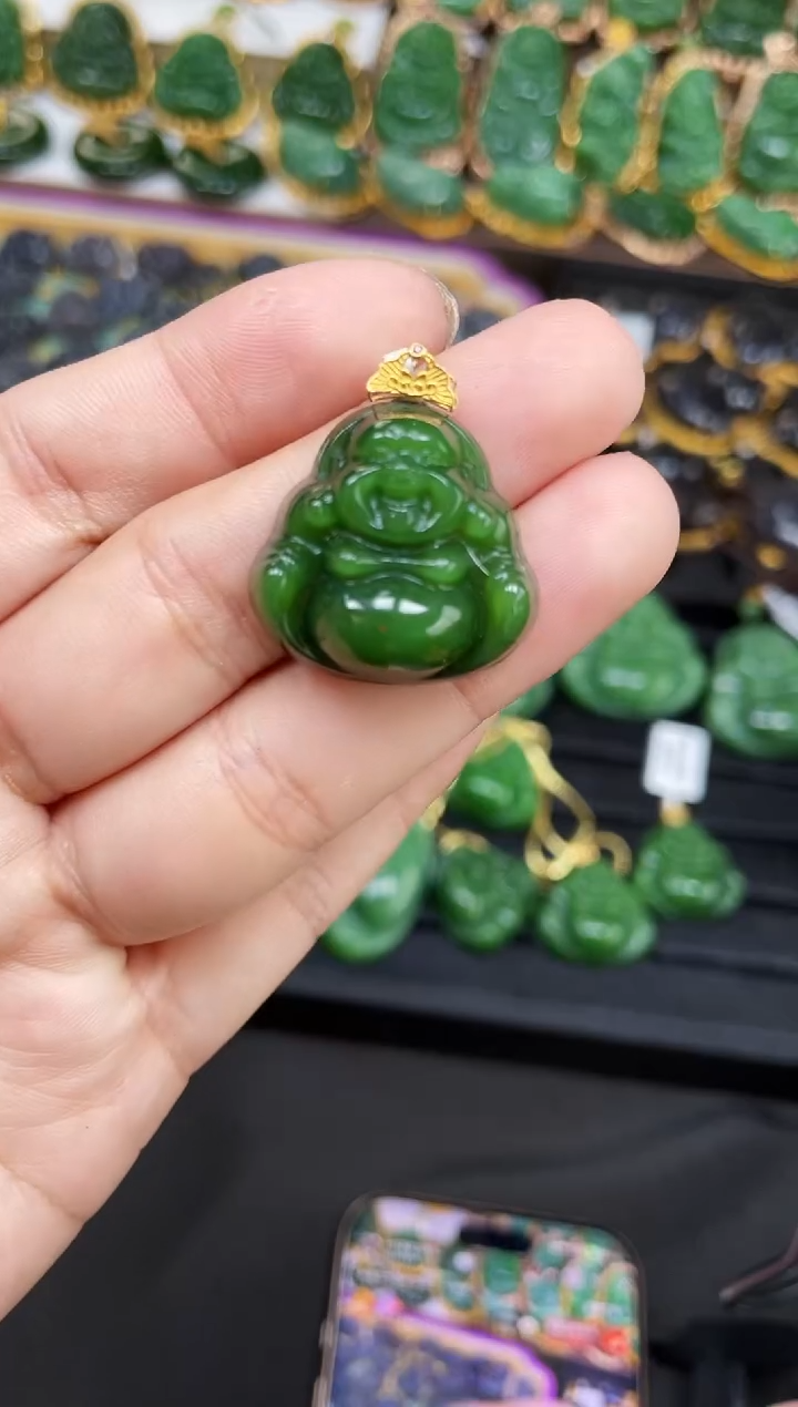 【闪购商品】和田玉吊坠18K金镶嵌多样性发一