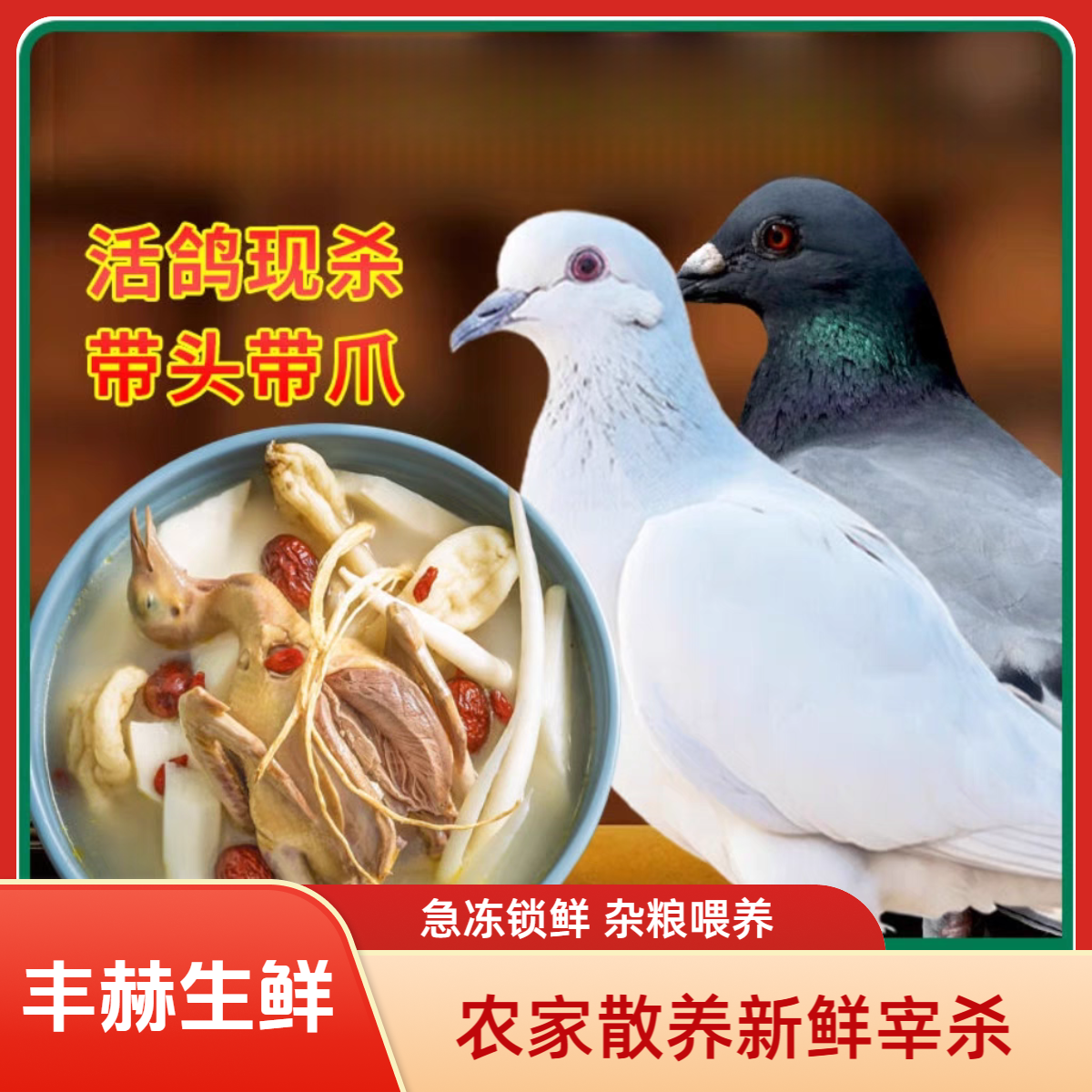 农家散养杂粮喂养新鲜宰杀净膛乳鸽单只4-5两共6只【急冻锁鲜】