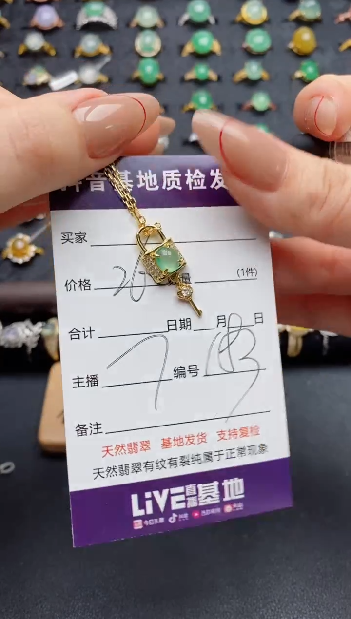 颈饰银S925镶嵌翡翠.