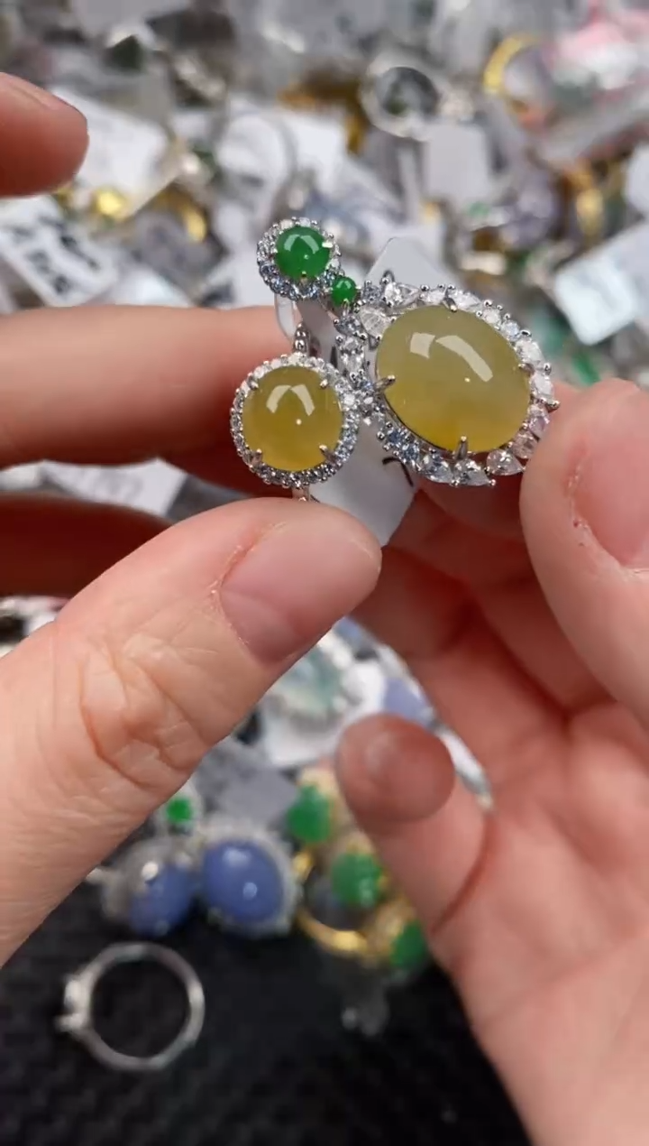 银S925镶嵌戒指翡翠10             3