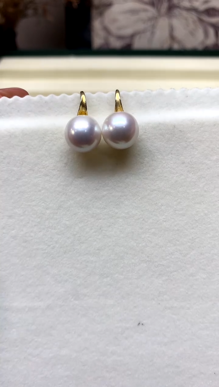 银S925镶嵌耳环淡水珍珠12-13mm