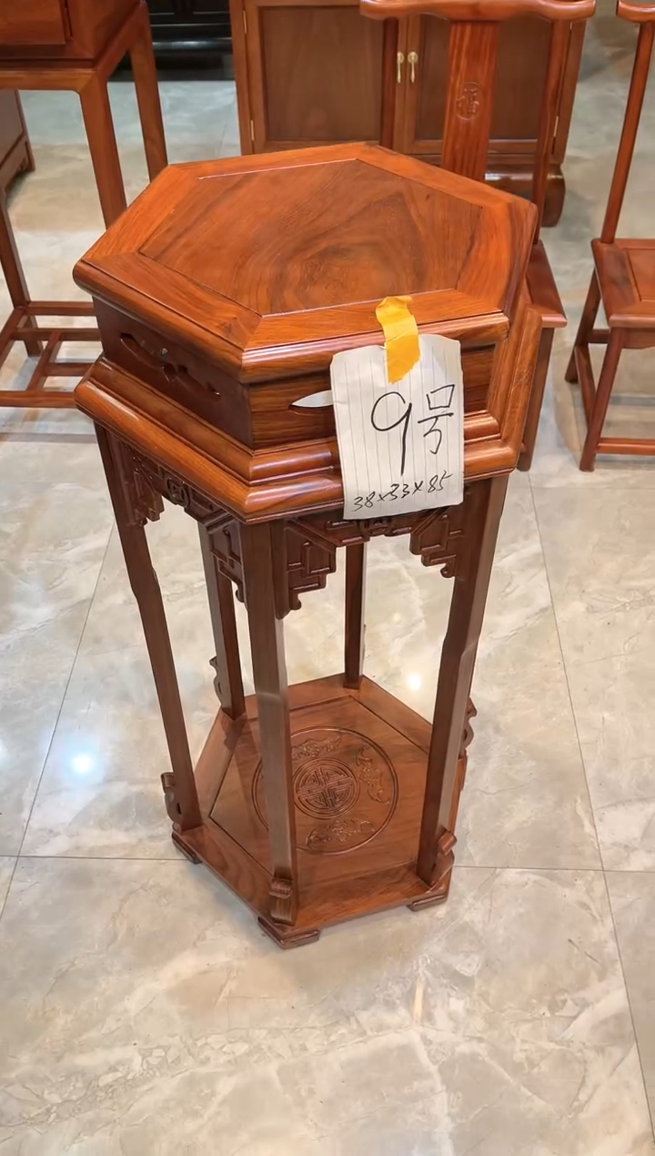 花梨木类成套家具大六角花架38*33*85