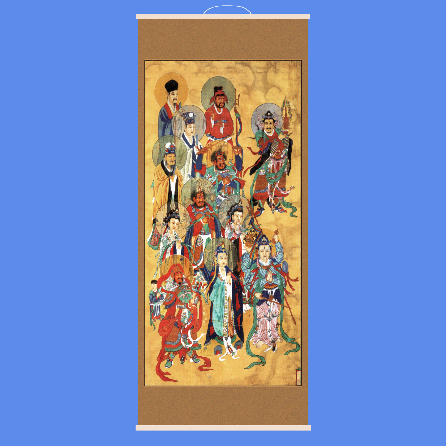 佛二十四诸天左右护法神像挂画道场案子装饰卷轴画