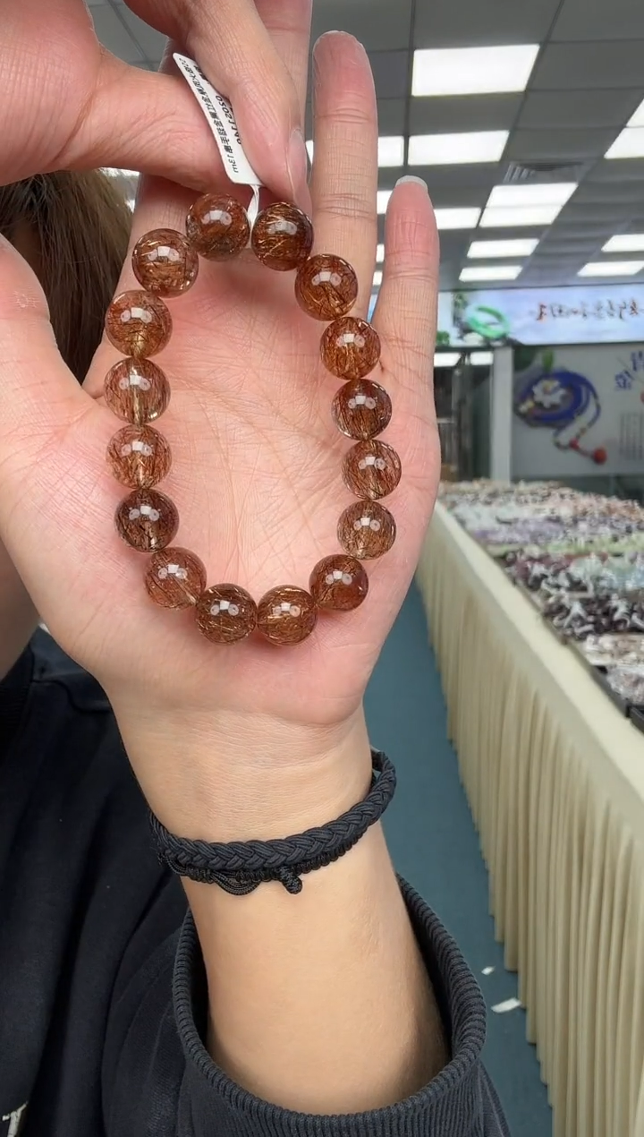 未镶嵌手串水晶12-黑金超七13m