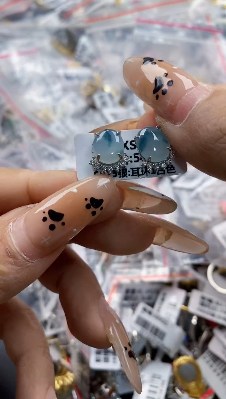 翡翠戒指银S925镶嵌4444       9