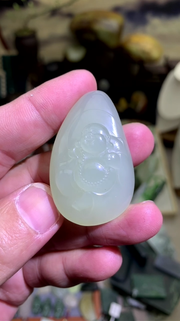 【闪购商品】和田玉颈饰未镶嵌青海料粉青色佛公